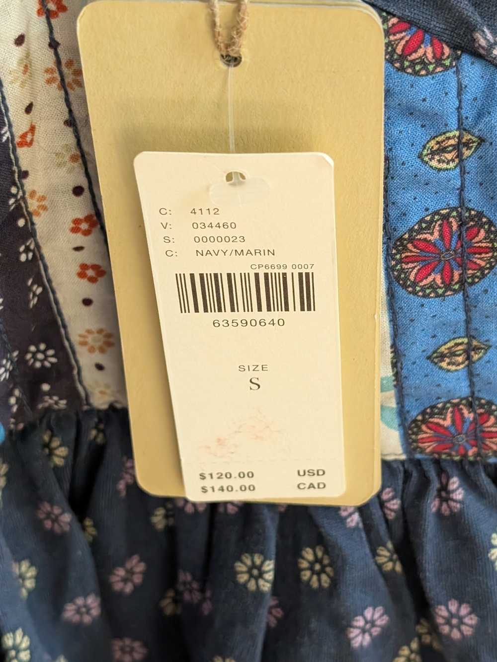 NWT Anthropologie Let Me Be Patchwork V-neck Peplum Blouse In Navy - S - Picture 10 of 10